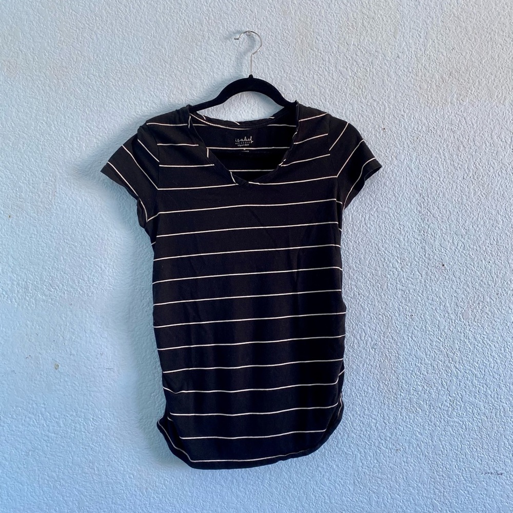 Isabel Maternity Black and White Striped T-Shirt